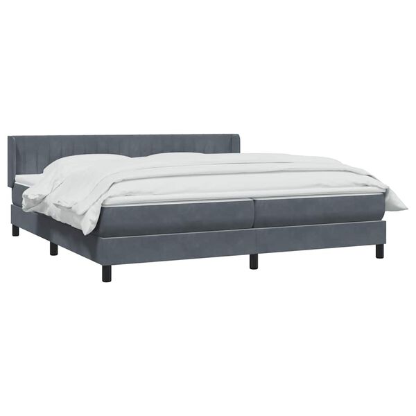 vidaXL Cama box spring con colch&oacute;n terciopelo gris oscuro 200x210 cm
