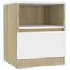 vidaXL Mesita de noche madera contrachapada blanco y roble 40x40x50 cm