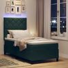 vidaXL Cama Box Spring LED con colch&oacute;n Verde oscuro 90 x 190 cm tela