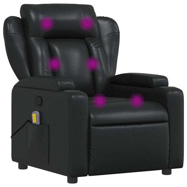 vidaXL Sill&oacute;n de masaje reclinable cuero sint&eacute;tico negro