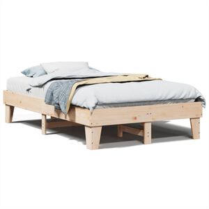 vidaXL Estructura de cama sin colch&oacute;n madera maciza de pino 135x190 cm