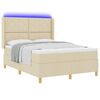 vidaXL Cama tipo Box Spring con tiras LED Crema 160 x 200 cm tela