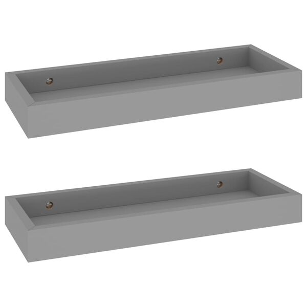 vidaXL Estantes de pared Loggia 2 uds gris MDF 40x15x4 cm