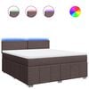 vidaXL Cama box spring con colch&oacute;n tela marr&oacute;n oscuro 180x200 cm