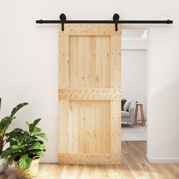 vidaXL Puerta corredera con herrajes madera maciza de pino 95x210 cm