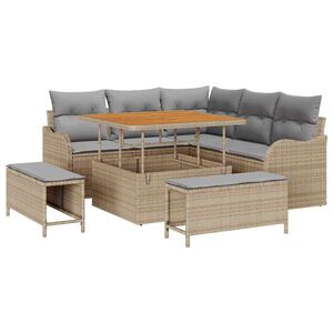 vidaXL Conjunto de sof&aacute; de jard&iacute;n con coj&iacute;n 8 pcs Beige y Gris Claro