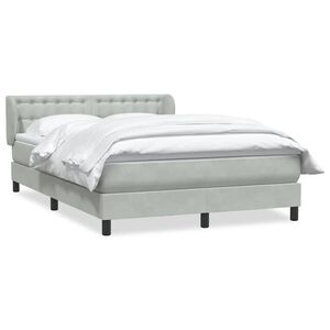 vidaXL Cama box spring con colch&oacute;n terciopelo gris claro 160x220 cm