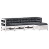 vidaXL Set muebles jard&iacute;n 5 pzas con cojines madera maciza pino blanco