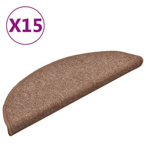 vidaXL Alfombras de pelda&ntilde;os de escalera 15 uds marr&oacute;n 56x17x3 cm