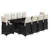 vidaXL Set de mesa y sillas de jard&iacute;n y cojines 11 pzas rat&aacute;n PE negro