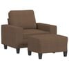 vidaXL Sill&oacute;n con taburete tela marr&oacute;n 60 cm