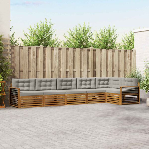 vidaXL Conjunto de sof&aacute;s de exterior 6 pcs Gris Natural y Claro