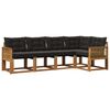 vidaXL Conjunto de sof&aacute;s de exterior con coj&iacute;n 5 pcs Natural y negro