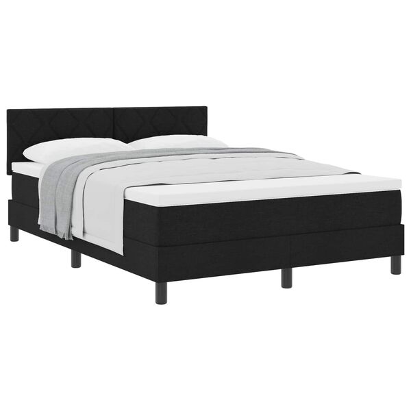 vidaXL Cama tipo Box Spring con cabecera Negro 160 x 200 cm tela