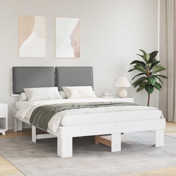 vidaXL Estructura de Cama con Cabecera Tapizada Gris Claro