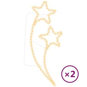 vidaXL Tira de luces de estrella 2 uds blanco c&aacute;lido 125,5x53x4,5 cm