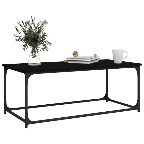 vidaXL Mesa de centro madera contrachapada y hierro negro 102x50x40 cm