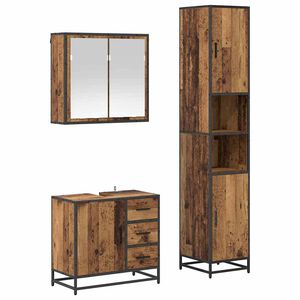 vidaXL Juego de muebles de ba&ntilde;o 3 uds. Madera envejecida