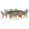 vidaXL Conjunto de Comedor de Jard&iacute;n 9 uds. Gris Claro rat&aacute;n sint&eacute;tico