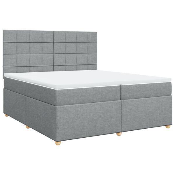 vidaXL Cama box spring con colch&oacute;n tela gris claro 200x200 cm