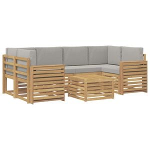 vidaXL Conjunto de sof&aacute;s de exterior 7 uds. Blanco y Gris Claro