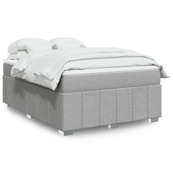 vidaXL Cama box spring con colch&oacute;n tela gris claro 140x200 cm