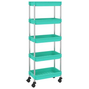 vidaXL Carrito de cocina 5 niveles hierro y ABS turquesa 42x29x128 cm