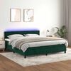 vidaXL Cama box spring colch&oacute;n y LED terciopelo verde oscuro 160x200cm