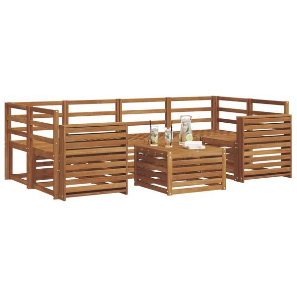 vidaXL Juegos de sof&aacute;s 7 pcs Natural Madera de Acacia S&oacute;lida