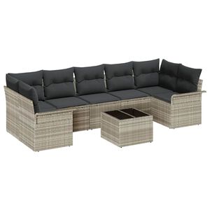 vidaXL Conjunto de sof&aacute; de jard&iacute;n 8 uds. Gris Claro y Gris Oscuro