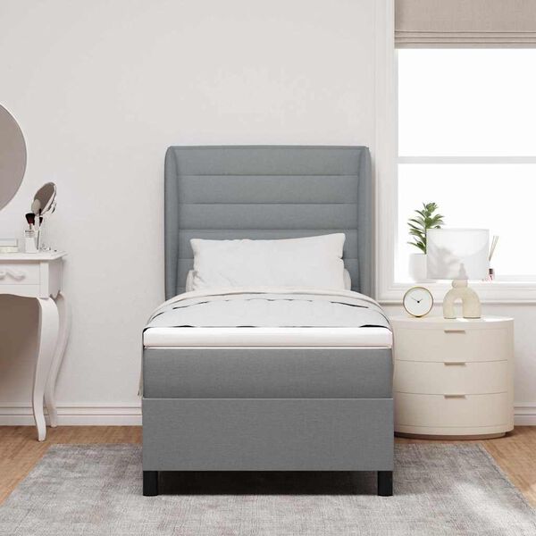vidaXL Cama tipo Box Spring con colch&oacute;n Gris claro 80 x 200 cm tela