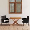 vidaXL Set comedor jard&iacute;n 3 pzas madera acacia rat&aacute;n sint&eacute;tico negro