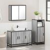 vidaXL Set de muebles de ba&ntilde;o 3 pzas madera contrachapada gris sonoma