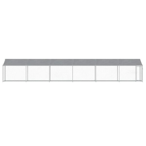 vidaXL Jaula de perros techo y puerta acero galvanizado gris 12x2x2 m