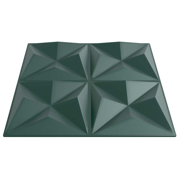 vidaXL Paneles de pared 12 pcs Verde Origami 50 x 50 cm Espuma XPS