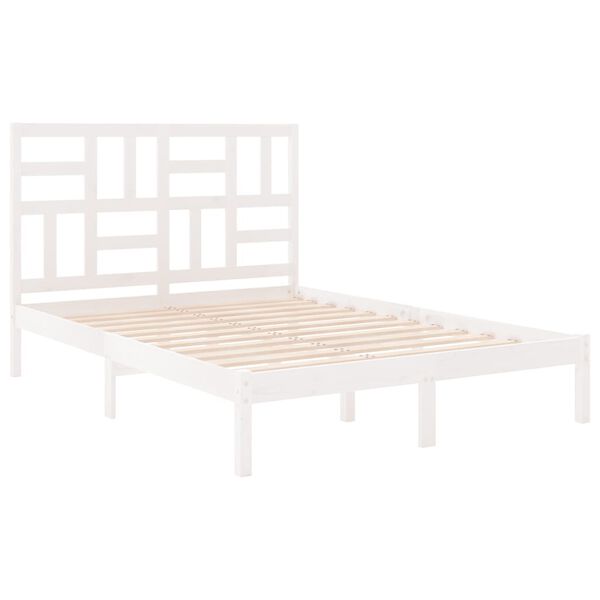 vidaXL Estructura de cama sin colch&oacute;n madera maciza blanco 140x200 cm