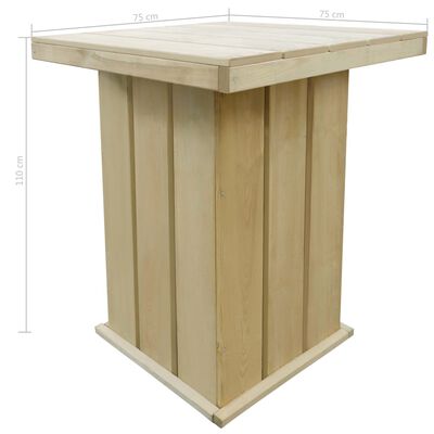 vidaXL Mesa de bar de madera de pino impregnada 75x75x110 cm