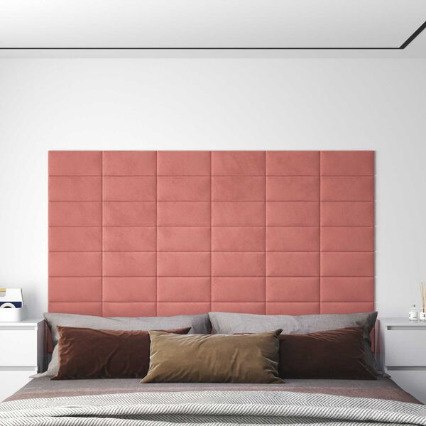 vidaXL Cabecero de Pared 12 pcs Rosa 30 x 15 cm Terciopelo