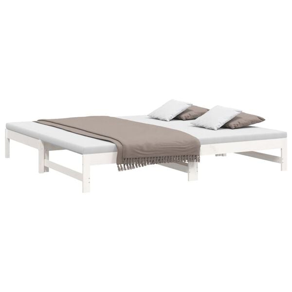 vidaXL Sofá cama extraíble madera maciza de pino blanco 2x(80x200) cm