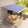 vidaXL Toldo de carrete manual azul y blanco 400x300 cm