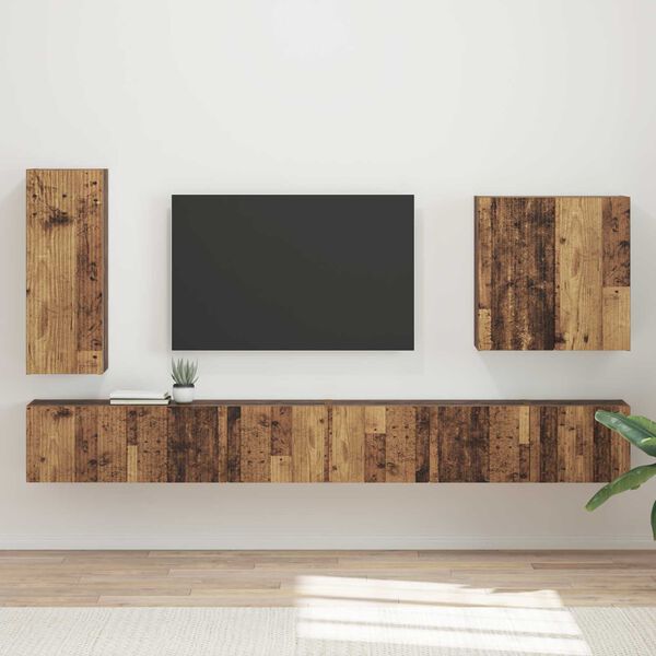 vidaXL Conjunto de mueble para TV de pared 6 pcs Madera envejecida