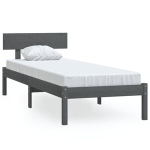 vidaXL Estructura de cama sin colch&oacute;n madera maciza gris 100x200 cm