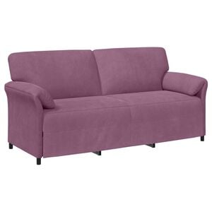 vidaXL Sof&aacute; de 3 plazas Morado 198 x 83 x 95 cm Terciopelo