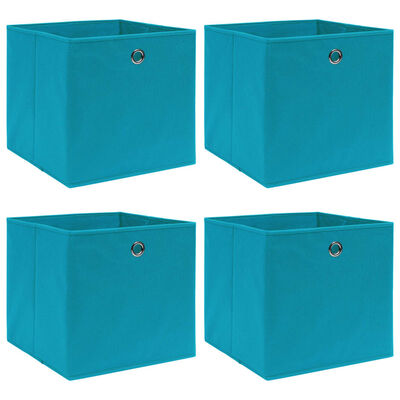 vidaXL Cajas de almacenaje 4 uds tela azul celeste 32x32x32 cm