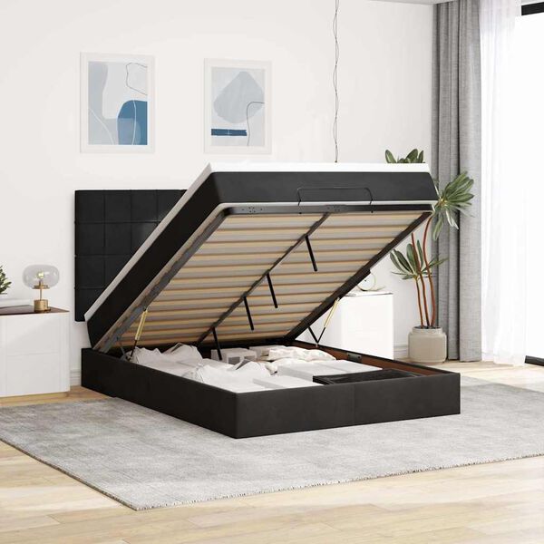 vidaXL Estructura cama otomana colchones terciopelo negro 140x200cm