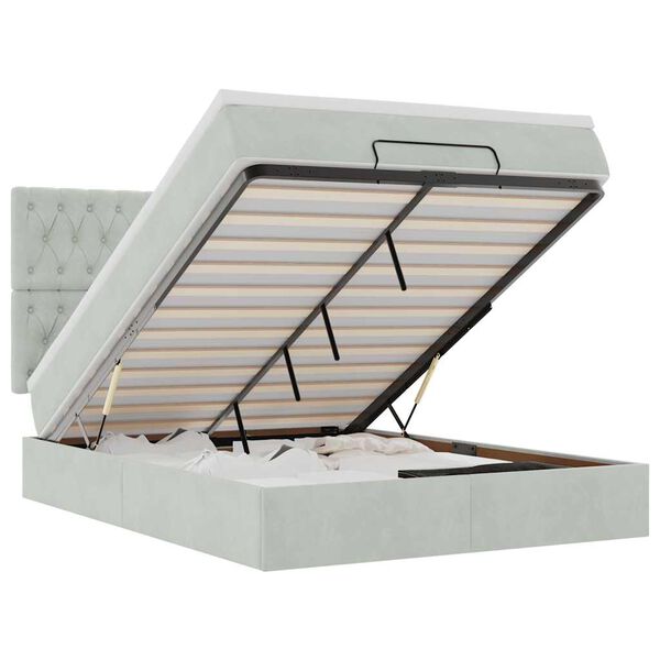 vidaXL Estructura cama otomana con colchones gris claro 140x200cm