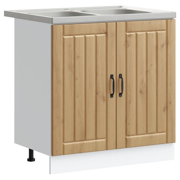 vidaXL Mueble Bajo para Fregadero Lucca 2 pcs Roble artesanal