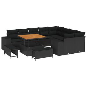 vidaXL Conjunto de sof&aacute; de jard&iacute;n 12 uds. Negro rat&aacute;n sint&eacute;tico