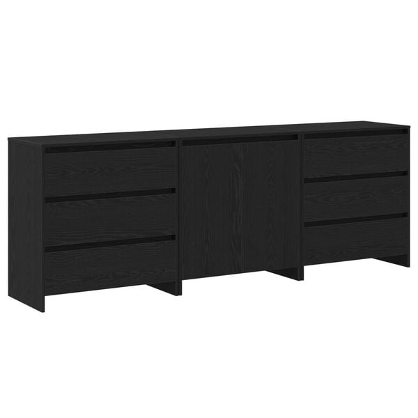 vidaXL Aparador 3 pcs Negro 70 x 41 x 75 cm Madera de ingenier&iacute;a