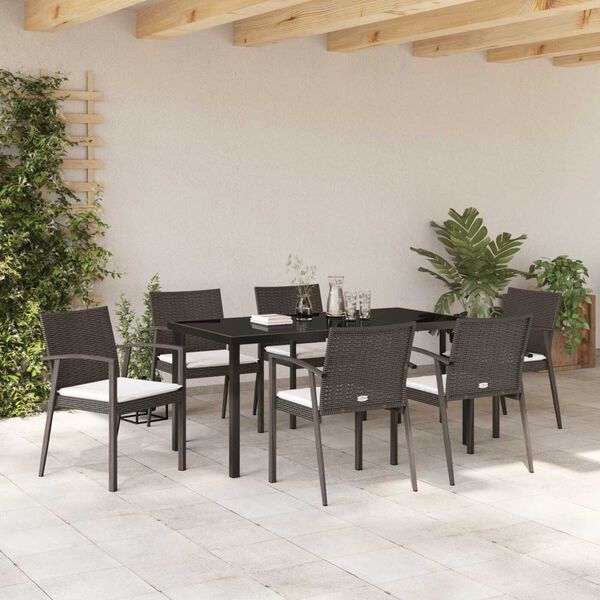 vidaXL Conjunto de Comedor de Jard&iacute;n 7 pcs Marr&oacute;n y Negro